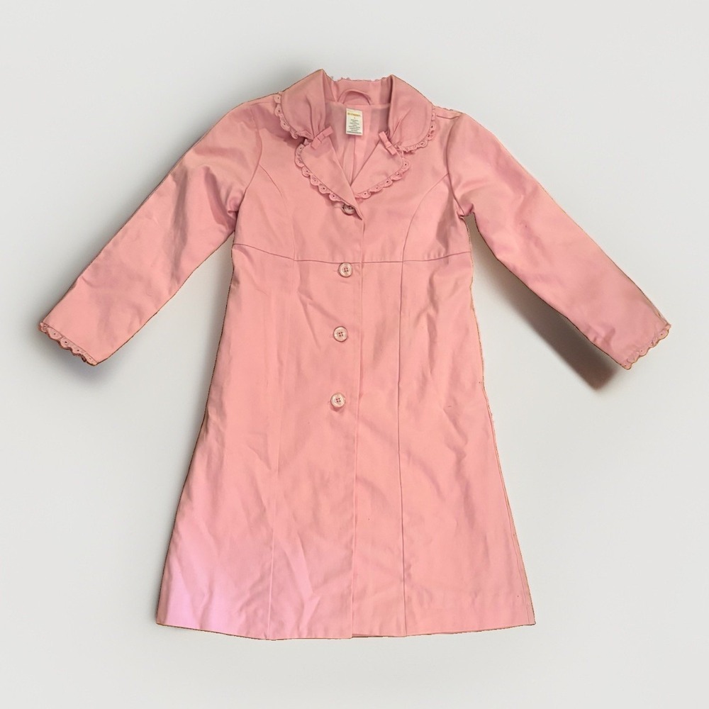Gymboree dress coat pink button-front Scalloped Collar Girls SZ 7 Croquette